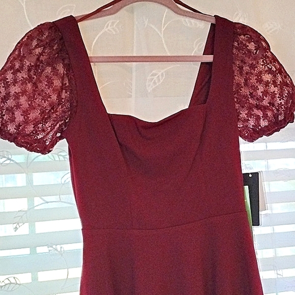 City Triangles Jr. Girl Mini Deep Ruby Dress With Short Lace Sleeves, S: 3 NWT - Picture 11 of 15